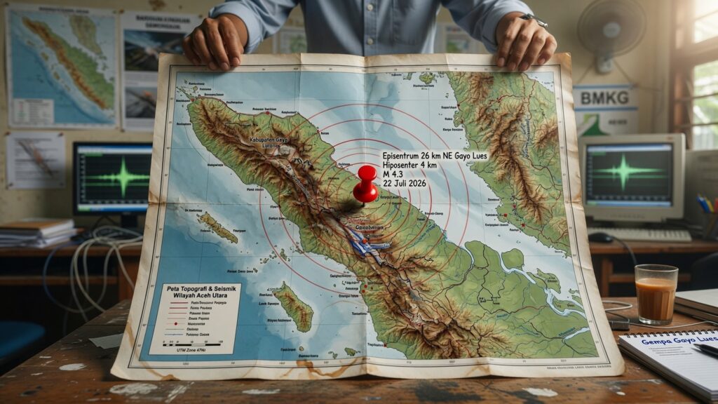 Posisi Episentrum dan Koordinat Darat