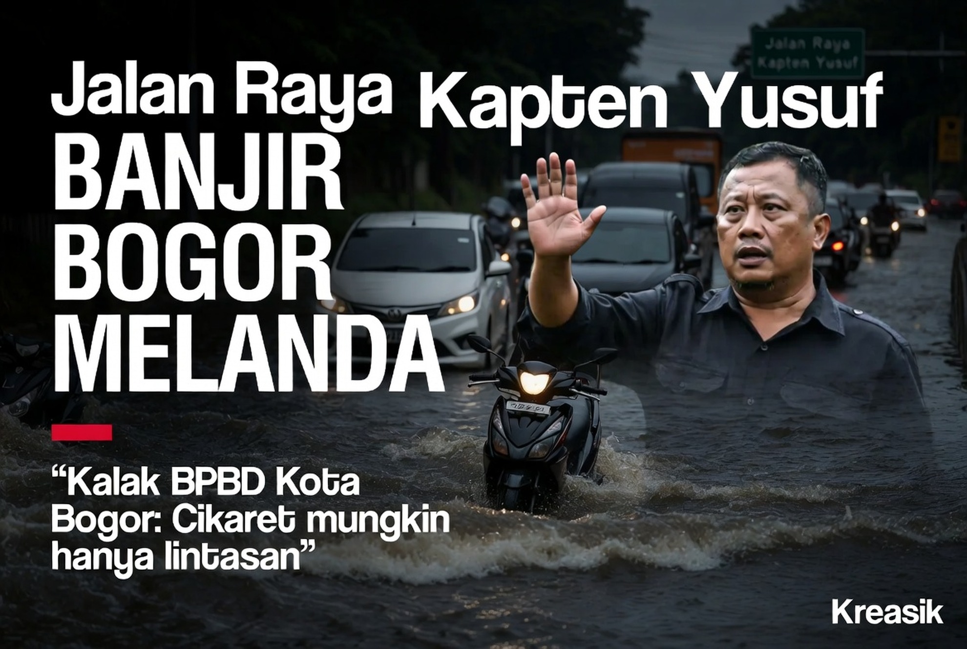 Banjir Bogor Melanda Jalan Raya Kapten Yusuf