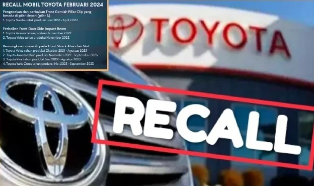 Recall Toyota: Ribuan Mobil Terancam Gagal Suspensi dan Display